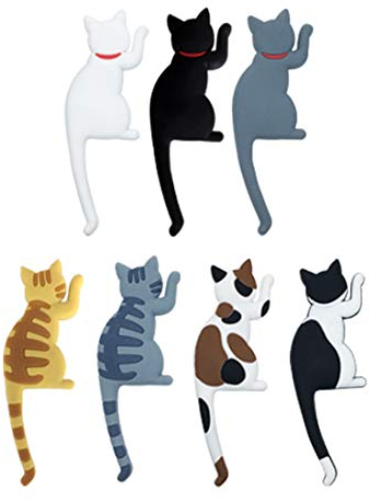 Ymwave 7 PCS Cute Cartoon Katze Kühlschrank Magnet Aufkleber Magnet Haken magnethaken Set Katzen Magnete für Zuhause