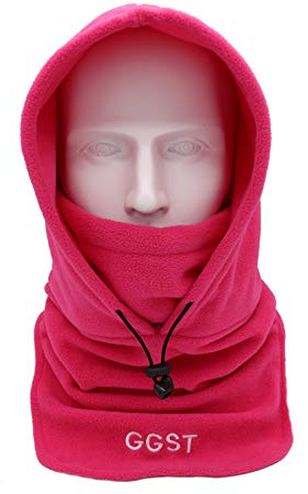 GG ST Balaclava Windproof Ski Mask Winter Thermal Fleece Hood Heavyweight Neck Warmer Snood Outdoor Sports Face Covers Hat for Men & Women Pink