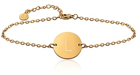 Initialen Armband für Frauen | Valentinstag - Geschenk für Sie | Mädchen mit Gravur L Lara Laura Lea Lena Leonie Lia Lilly Linda Lisa Lorena Luca Lucy Luisa Luna Lars Lennart Leo Leon Levi Liam