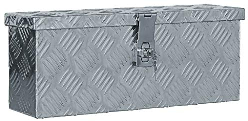 Festnight Aluminiumkiste Werkzeugkasten Transportbox Aluminium Transportkiste inkl. 2 Schlüssel 48,5 x 14 x 20 cm Silbern