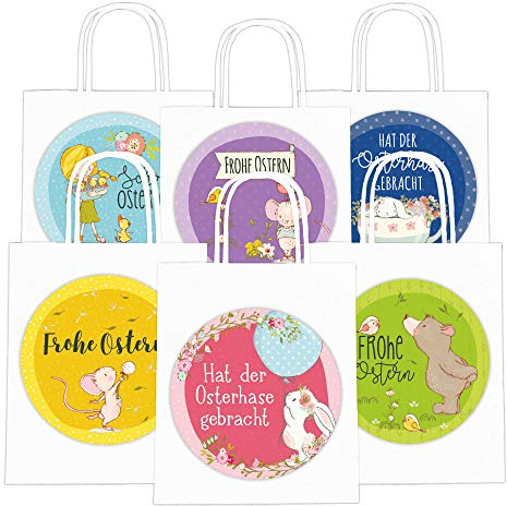 Papierdrachen XXL Geschenktüten für Kinder zu Ostern - Osterdeko - Kreatives Osternest mit 6 Papiertüten und XXL Aufklebern (14cm) - Design 62