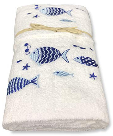 Tex family SET asciugamani MARE PESCIOLINI fondo BIANCO
