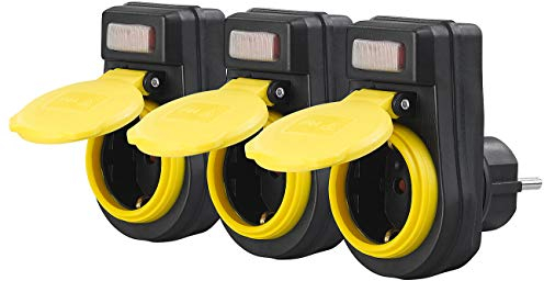 revolt Werkstatt-Steckdosen: 3er-Set Outdoor-Steckdosenadapter mit Ein/Aus-Schalter, bis 3.680 Watt (Outdoor Steckdosen mit Schalter, Schaltbare außen, wasserdicht)