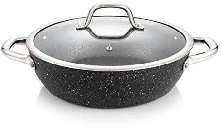 Tescoma 780354 President Stone Padella Fonda con Coperchio, Nero, 26 cm