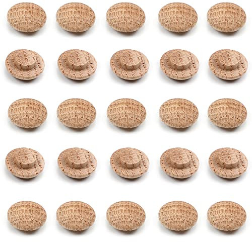 MroMax Runde Holzknopfstopfen, 1 cm Durchmesser, Eiche, Hartholz, Möbelknöpfe, Kappen, 10 mm, Holzschraubenabdeckungen für Schraubenlöcher, Handwerk, Möbel, Dekoration, Holzbearbeitung, 25 Stück