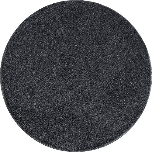 Ayyildiz Moderner, einfarbiger Runder Teppich in Unicolor - Flauschiger, dichter Kurzflor für zeitgemäßen Luxus und EIN Supersoft Feeling, Größe:Ø 120 cm Rund, Farbe:Grau