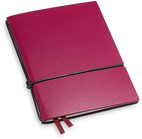 X17-A7 Notizbuch/Personal Organizer | 7mm dünn | violett; aus recyceltem Leder. Nachfüllbar. Notizheft (blanko) mit Doppeltasche, Made in Germany.