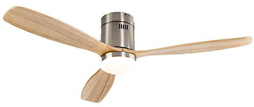 SIROCO-SCHULLER Niquel/Madera Ventilador de techo con luz LED- Motor DC - Artepal Iluminación