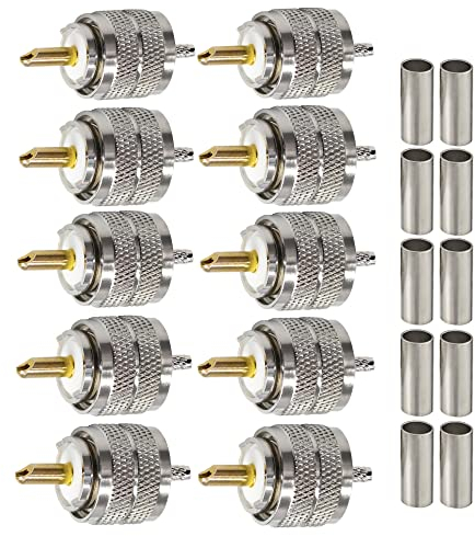 TUOLNK UHF Anschluss 10er Pack PL259 Stecker Crimp Koax Adapter SO239 PL 259 HF Anschluss für RG316 RG179 Kompatibel mit CB Amateurfunkantenne