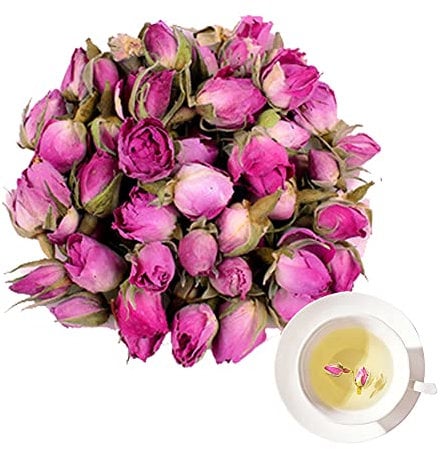 Dried Pink France Rose Tea AAAAA| Organic Natural Rose Bud Tea Petals Fragrant| Edible Red Rose Flower Tea Loose Leaves Decaffeinated Herbal Tea (1.42oz)
