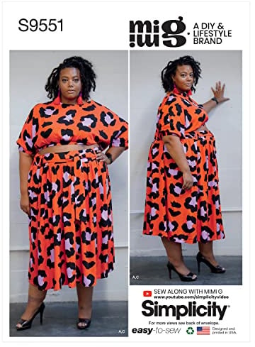 Simplicity Sewing Pattern 9551 Tops, Skirts, Shorts G5 (26W-28W-30W-32W-34W)