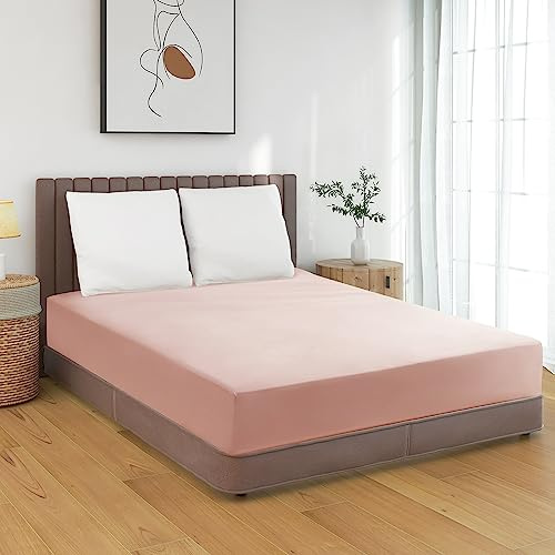 HENGWEI Bettlaken 90x200 mit Elastischem Boxspring Spannbettlaken Mikrofaser Spannbetttuch 100x200 bis 30cm Matratzenhöhe Weiche Matratzenauflage, Rosa