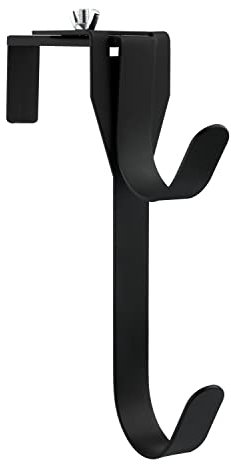 SAVITA Adjustable Double Coat Hooks, 8.3inch/21.1cm in Length Thickened Panel Over The Door Mirror Hooks Metal Cubicle Wall Hooks Universal Partition Hanger Set for Hats Bags Clothes Towels (Black)