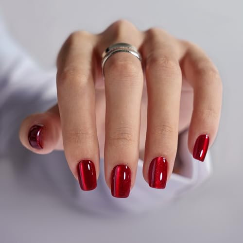 BTArtbox Press On Nails Short - 30Pcs Red Christmas False Nails With Nail Glue and Adhesive Nail Tabs, Fit Perfectly Stick On Nails in 15 Sizes, New Year Soft Gel Fake Nail for Women, Hot Love