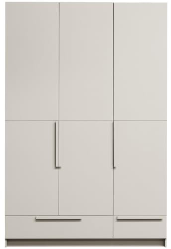 WOOOD Pure Kleiderschrank, 3 Türiger Garderobenschrank aus Kieferholz mit Laminierte Regale Hangeschrank Split-Tür-Serie - Beige - 215x95x60 cm