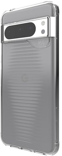 ZAGG Luxe - Custodia per Google Pixel 8, design sottile ed elegante con protezione da cadute da 3 m, realizzata al 100% con contenuto riciclato, custodia compatibile con ricarica wireless, trasparente