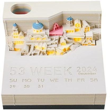 2024 Schreibtisch Kalender 3D Memo Pad Papier Kreativer Tischkalender DIY-Notizen Papierskulptur Geschenk Notizblock Papier Kunst Tempel des Himmels Skulptur Home Dekoration Geschenk