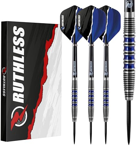 RUTHLESS Blue Falcon Professionelles Dart-Set mit Wolfram-Stahlspitze, 23 g und 25 g, mit Flights und Schäften (25 g)