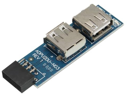 sourcing map USB 2.0 9Pin HUB Male to 2 USB Port Card Converter Adapter Motherboard for PC