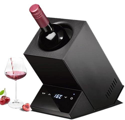 ExoticaBlend Refroidisseur de vin électrique, Refroidisseur de Bouteille de vin Portable pour 750 ML de vin et du Champagne, Refroidisseur de vin sans Glace, Accessoire de vin,Black