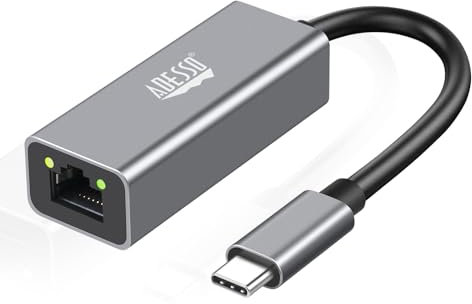 Adesso AUH-5000 USB-C to Ethernet Network Adapter - Gigabit Speed, Aluminum Alloy Case, LED Indicator, Plug & Play, Compatible with Windows, Mac OS, Chrome OS, Linux - TAA Compliant