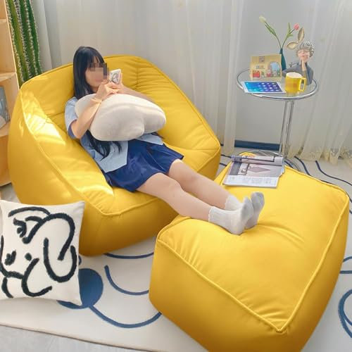 Riesiger Sitzsack-Sessel für Erwachsene mit Armlehnen, Big Lazy BeanBag Sofa mit EPP-Partikeln gefüllter Sitzsack-Sessel für Wohnzimmer, Schlafzimmer, Gelb-2