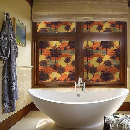 Fensterfolie Orangenpalme Milchglasfolie Fensterfolie Blickdicht Milchglasfolie Selbstklebend Fenster Sichtschutzfolie Fenster Badezimmer Folie Fenster Sichtschutz (44x100cm)