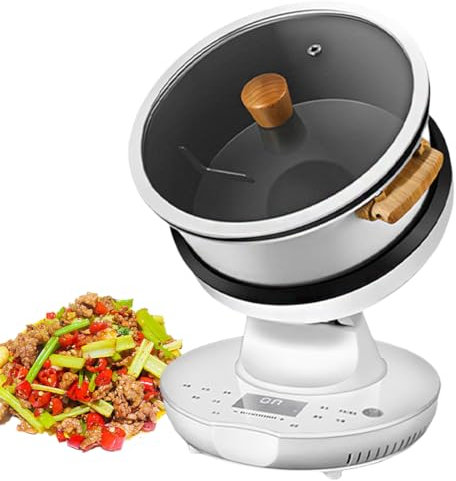 8L Auto Cooking Wok Fried Rice Machine, 2000W Automatic Cooking Machine 3 Speed Pot Body Adjustment, 360° Rotating and 3D All-round Heating Automatic Thermal Cleaning for Christmas New Year Parties