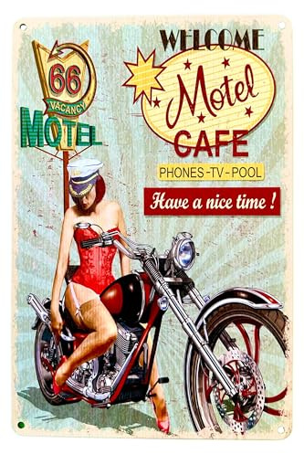 DiiliHiiri Poster Decorative Plaque Moto Custom Chopper for Vintage Motorcycle Fans and Fans – 30 x 20 cm – Poster Sign Sign Plaque Retro Motos (2635-301)