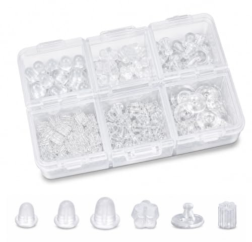 GVSS 600 Pièces Fermoirs de Boucles d'Oreilles Silicone, Attache Boucle d'Oreille,Fabrication Boucle d'Oreille Hypoallergénique en 6 Styles Différents