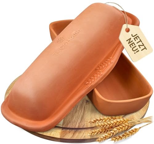 Brotbackform Natur-Ton mit Deckel I Römertopf & Brottopf zum Brotbacken I Tontopf Brot | Kastenform Brot | Brotkasten Keramik, Brotaufbewahrung, Brotbacktopf, Brotbackformen Ton, Brotformen rechteckig