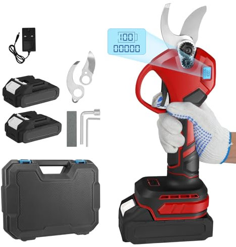 Electric Pruning Shears, Cordless Electric Scissors Max 30mm Cutting Diameter, Professional Garden Pruners with 2 Rechargeable 21V 2000mAh Battery LCD Display for Pruning Trees Shrubs Fruit Trees (01)