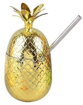 Gobelets en plastique pour cocktail, vin, bière, ananas, 500 ml (doré)