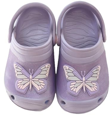 RGJ Kids Fun Lilac Butterfly Clogs (Lilac Butterfly, UK Footwear Size System, Little Kid, Numeric Range, Medium, 10, 11)