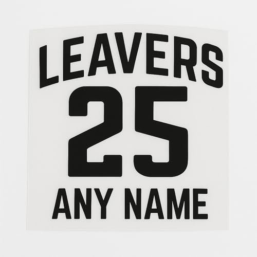 Personalised School Leavers Iron-On Transfer – Big Year Number & Name – DIY Heat Press Decal for Hoodies or T-Shirts | Year 6 | Year 11