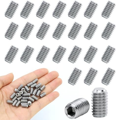 32 tornillos prisioneros M6 × 10 mm, acero inoxidable 304, A2 V2A, DIN 913, tornillos de rosca hexagonal, se pueden utilizar al aire libre