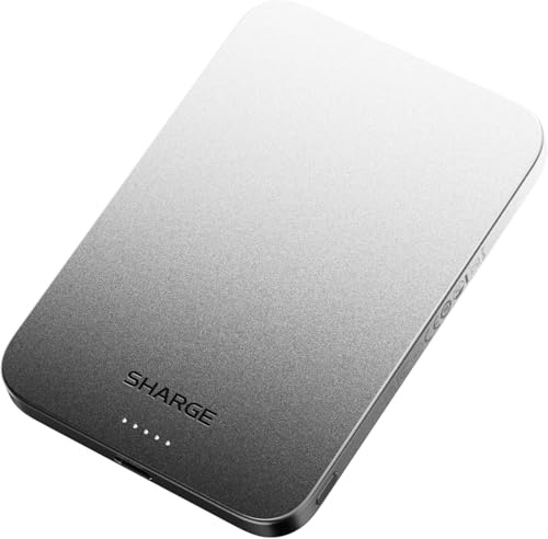 SHARGE AeroMag Magnetische Powerbank, 10000mAh Wireless Powerbank mit Induktivem Laden, 15W Qi2 Schnellladefunktion, Externer Handyakku für iPhone 17 Pro Max/16 Pro/16/15/14 Serie