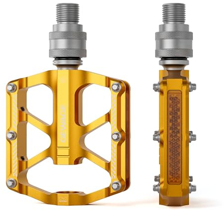 GEWAGE Schnellwechsel-Fahrradpedal 9/16 Zoll – Abnehmbares CNC-Aluminium Plattformpedal mit 12 Anti-Rutsch-Stiften & Reflektoren für Faltrad, Fixie, Singlespeed & Stadtrad