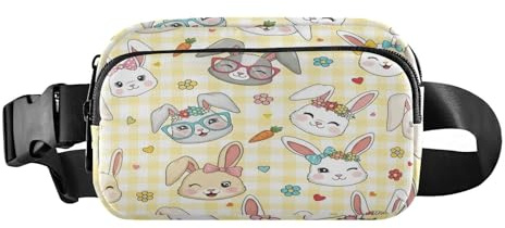 Bauchtasche mit Cartoon-Hasengesichtern, modische Bauchtasche für Damen, Herren, Teenager, große Kapazität, Bauchtasche mit verstellbarem Riemen für Shopping, Sport