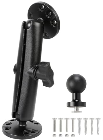 FPN Fish Finder & 1 Ball Mount with Aluminum Long Arm, AMPS Round Plate for RAM Mounts/GPS/Boats/Vehicle, T-Bolt Attachment for Track Systems, Compatible with Humminbird, Raymarine