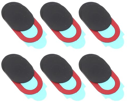 MAJORMENCH 6Pcs Oval Webcam Privacy Covers Set, Black with Red Frame, Sliding Camera Shutter Stickers for Laptop, Tablet, and Smartphone, Anti-Spying Web Camera Protection
