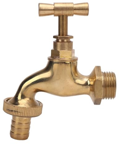 Garden Hose Valve Brass Shut Off Valve G1/2 Inch Male Thread Inlet 14mm Male Thread Outlet for Irrigation System Water Flow Control Durable Full Brass Construction