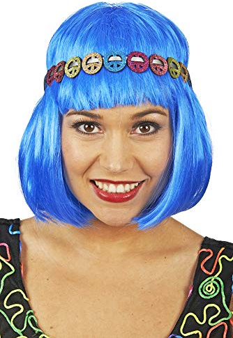 Elbenwald Peace Glitzer Stirnband zum Hippie Kostüm