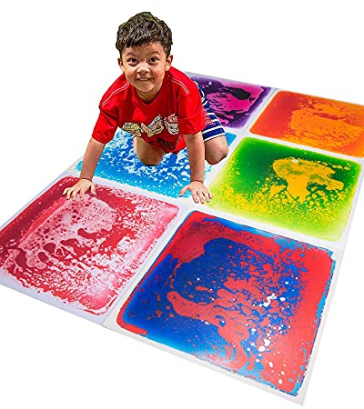 Art3d Tapis d'exercice Sensoriel à 6 Carreaux Multicolores avec Revêtement Liquide, Tapis de Jeu pour Enfants, 1,5m²