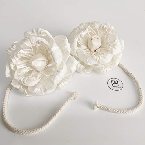 Schilfdiffusor 2 Pfingstrosen Bute Sola HolzBlume 7.5 cm mit Baumwolldocht für den Raumduft von Plawanature