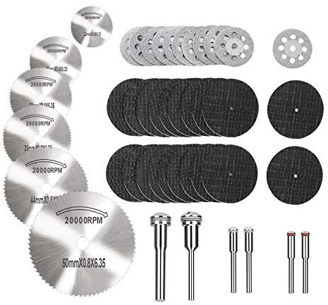Jayzuum 42 pezzi di lame per seghe, set di lame per seghe circolari per accessori Dremel per kit di strumenti di riparazione multiutensile per legno, plastica, rame, alluminio e lamiera sottile