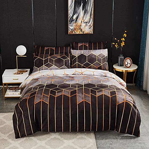 Luofanfei Bettwäsche King Size 220x240 3teilig Gestreift Bettbezug Schwarz Grau Geometrisch Streifen Microfaser Bettwäsche Paare Set Modern Exztra Weich Bettgarnitur mit Reißverschluss