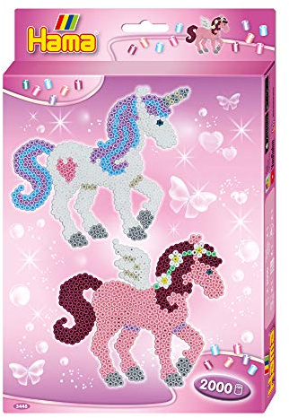 Hama Perlen 3448 Kleines Geschenk-Set Zauberhafte Pferde mit ca. 2.000 bunten Midi Bügelperlen mit Durchmesser 5 mm, Stiftplatte, inkl. Bügelpapier, kreativer Bastelspaß für Groß und Klein