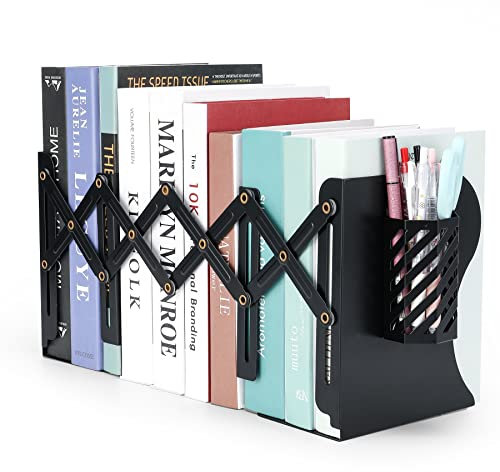 Buchstützen, verstellbare Metall-Buchstützen, Buchhalter für Regale, Schreibtisch, Zeitschriftensammler, Organizer für Büro, Bücher, Papiere, ausziehbar bis zu 48,3 cm, Kratzfeste Handbeschichtung,