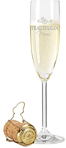 GRAVURZEILE Leonardo Sektglas - Trauzeugin Design - Kristallklares Glas & hochwertige Laser-Gravur mit Wunschnamen - Maximale Füllmenge: 200ml - schönes Geschenk zur Hochzeit & Verlobung